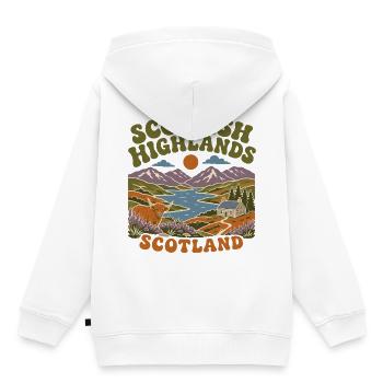 Scottish Highlands Scotland - Kinder Premium Organic Hoodie - Weiß - Hinten - AI Model Kid Female (0cm)