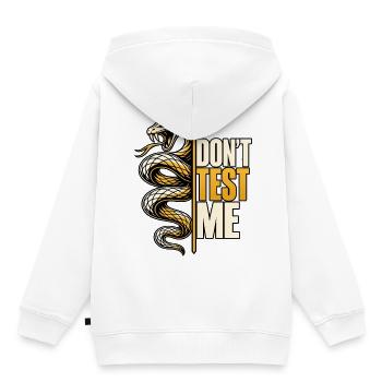 Don't Test Me – Schlangen Statement - Kinder Premium Organic Hoodie - Weiß - Hinten - AI Model Kid Female (0cm)