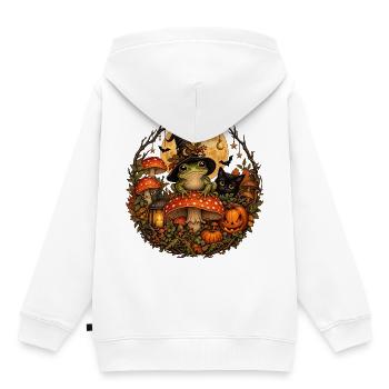 Magischer Hexenfrosch im Herbst - Kinder Premium Organic Hoodie - Weiß - Hinten - AI Model Kid Female (0cm)