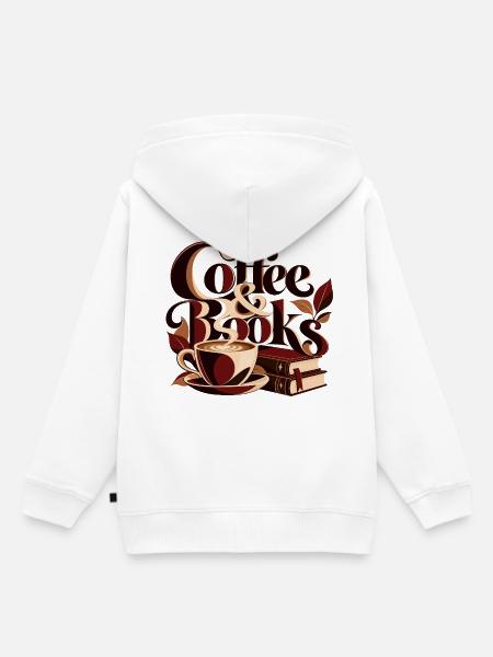 Coffee & Books - Kinder Premium Organic Hoodie - Weiß