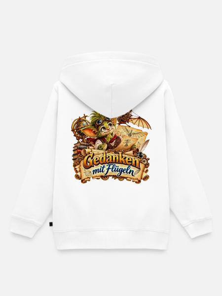 Wenuma Gedanken mit Flügeln - Kinder Premium Organic Hoodie - Weiß