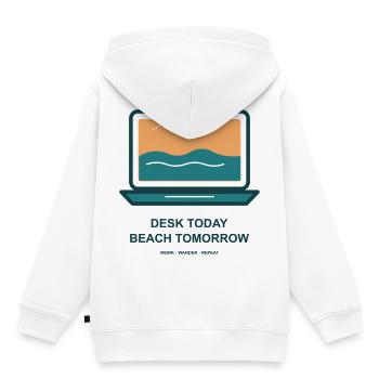 Schreibtisch Heute Strand Morgen - Kinder Premium Organic Hoodie - Weiß - Hinten - AI Model Kid Female (0cm)