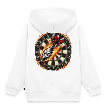 Flammenpfeil trifft Dartboard - Kinder Premium Organic Hoodie - Weiß - Hinten - AI Model Kid Female (0cm)