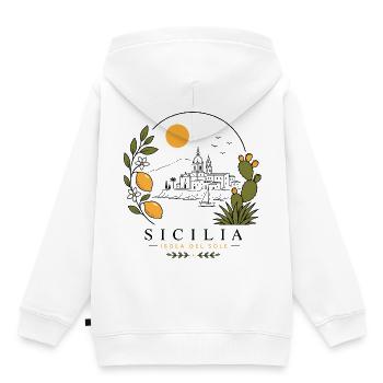 Sizilien Küstenidylle - Kinder Premium Organic Hoodie - Weiß - Hinten - AI Model Kid Female (0cm)