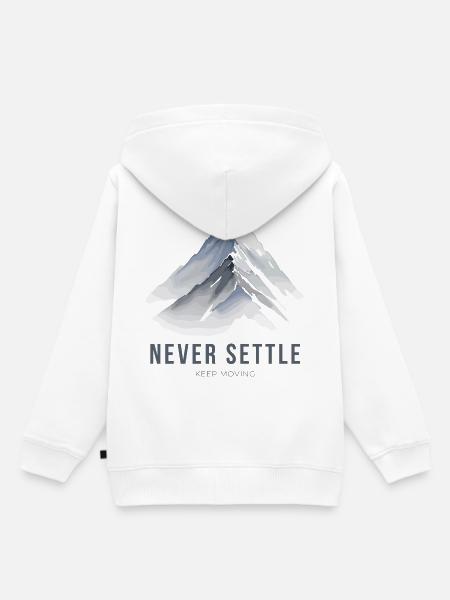Niemals zufrieden sein - Kinder Premium Organic Hoodie - Weiß