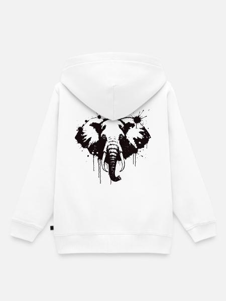 Elephant Ink Splash Black - Kinder Premium Organic Hoodie - Weiß