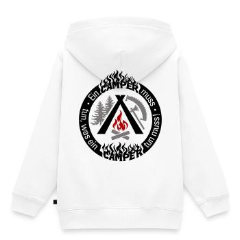 Drôle de camping-car : configuration individuelle 3 couleurs - Sweat Premium à capuche enfant bio - blanc - Dos - AI Model Kid Female (0cm)