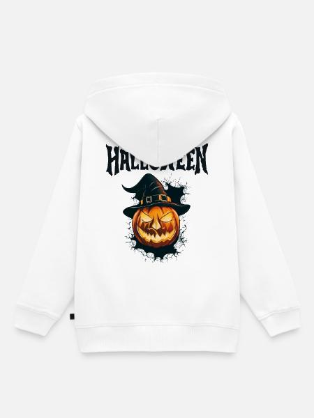 Halloween, Kürbis, Hexerei, Angst - Kinder Premium Organic Hoodie - Weiß