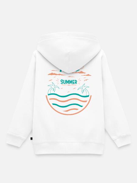 Sommerliches Palmen Strand Design - Kinder Premium Organic Hoodie - Weiß