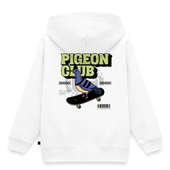 Taube auf Skateboard im modernen Vintage Stil  - Kinder Premium Organic Hoodie - Weiß - Hinten - AI Model Kid Female (0cm)