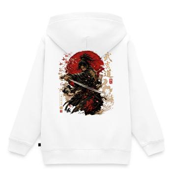 Samurai – Japan Warrior Streetwear Design - Kinder Premium Organic Hoodie - Weiß - Hinten - AI Model Kid Female (0cm)