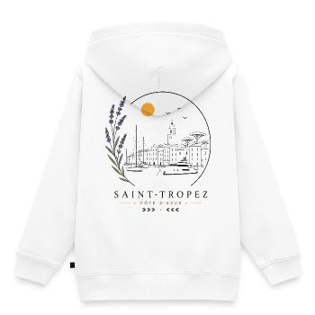 Saint-Tropez Hafen Blick - Kinder Premium Organic Hoodie - Weiß - Hinten - AI Model Kid Female (0cm)