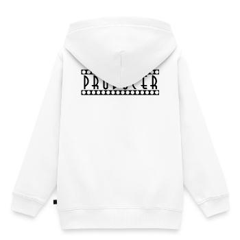 producteur - Sweat Premium à capuche enfant bio - blanc - Dos - AI Model Kid Female (0cm)