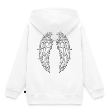 Grandes ailes, ailes d'ange, argent - Sweat Premium à capuche enfant bio - blanc - Dos - AI Model Kid Female (0cm)