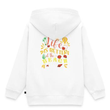 Motif de la joie de vivre sur la plage - Sweat Premium à capuche enfant bio - blanc - Dos - AI Model Kid Female (0cm)