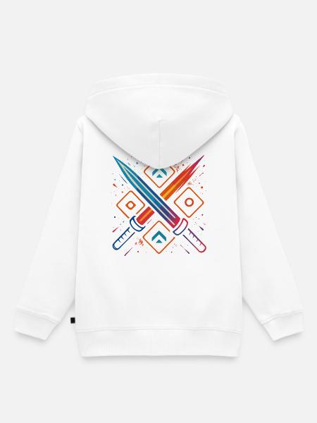 Gaming Schwerter Neon - Kinder Premium Organic Hoodie - Weiß