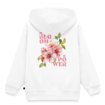 IN BLOOM - IN POWER - Kids Premium Organic Hoodie - white - Back - AI Model Kid Female (0cm)
