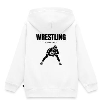 FREISTIL-WRESTLING - Kinder Premium Organic Hoodie - Weiß - Hinten - AI Model Kid Female (0cm)