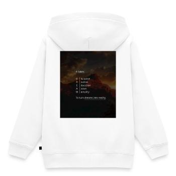 Traum in Bergkulisse – Disziplin - Kinder Premium Organic Hoodie - Weiß - Hinten - AI Model Kid Female (0cm)
