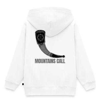 Mountain Call Horn – Caucasus Heritage - Kids Premium Organic Hoodie - white - Back - AI Model Kid Female (0cm)