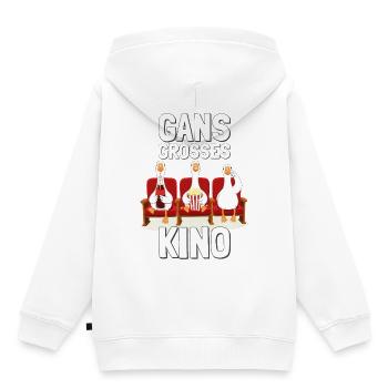 GANS GROßES KINO - rot/beige Gänse - Kinder Premium Organic Hoodie - Weiß - Hinten - AI Model Kid Female (0cm)
