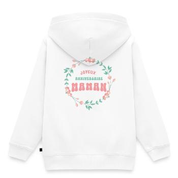 Joyeux anniversaire maman - Sweat Premium à capuche enfant bio - blanc - Dos - AI Model Kid Female (0cm)