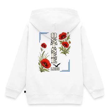 Ostsee Liebe mit Mohnblumen – Küstenmotiv - Kinder Premium Organic Hoodie - Weiß - Hinten - AI Model Kid Female (0cm)