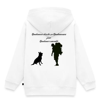 randonneur cherche randonneuse - Sweat Premium à capuche enfant bio - blanc - Dos - AI Model Kid Female (0cm)