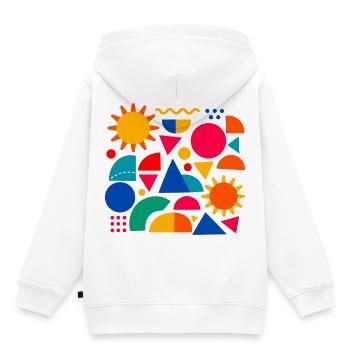 Geometrische Farbexplosion: Sonnige Formen - Kinder Premium Organic Hoodie - Weiß - Hinten - AI Model Kid Female (0cm)