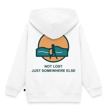 Not Lost Just Somewhere Else - Kinder Premium Organic Hoodie - Weiß - Hinten - AI Model Kid Female (0cm)