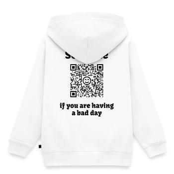 QR-Code mit liebevoller Botschaft - Kinder Premium Organic Hoodie - Weiß - Hinten - AI Model Kid Female (0cm)