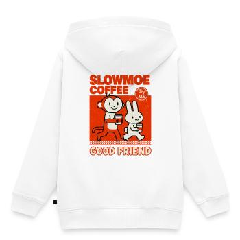 Dessin animé Slowmoe Coffee Friends - Sweat Premium à capuche enfant bio - blanc - Dos - AI Model Kid Female (0cm)