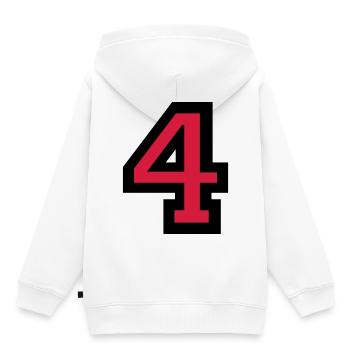 Numéro Quatre - Numéro 4 - Sweat Premium à capuche enfant bio - blanc - Dos - AI Model Kid Female (0cm)
