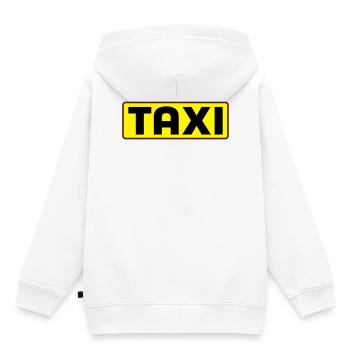 taxi - Sweat Premium à capuche enfant bio - blanc - Dos - AI Model Kid Female (0cm)