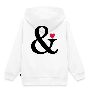 Esperluette coeur et amour signe cadeau d'amour - Sweat Premium à capuche enfant bio - blanc - Dos - AI Model Kid Female (0cm)