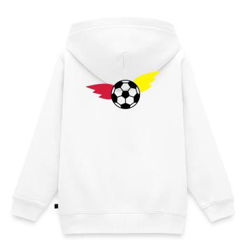 Championnat de ballon de football - Sweat Premium à capuche enfant bio - blanc - Dos - AI Model Kid Female (0cm)