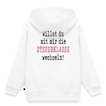 Demande de mariage demande d'engagement mariage petite amie - Sweat Premium à capuche enfant bio - blanc - Dos - AI Model Kid Female (0cm)