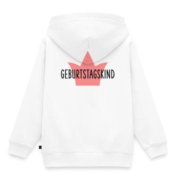 Anniversaire Fille Couronne Cadeau Anniversaire - Sweat Premium à capuche enfant bio - blanc - Dos - AI Model Kid Female (0cm)