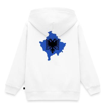 Drapeau du Kosovo « Aigle albanais » - Sweat Premium à capuche enfant bio - blanc - Dos - AI Model Kid Female (0cm)