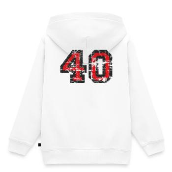 Nombre 40 - 40e Anniversaire Quarante - Sweat Premium à capuche enfant bio - blanc - Dos - AI Model Kid Female (0cm)