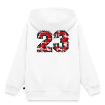 Zahl 23 (Vintage Rot) 23. Geburtstag Nr. 23 - Kinder Premium Organic Hoodie - Weiß - Hinten - AI Model Kid Female (0cm)