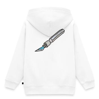 Cutter Japanmesser Skalpell - Kinder Premium Organic Hoodie - Weiß - Hinten - AI Model Kid Female (0cm)