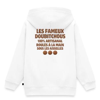 Noël joyeux Noël joyeuses fêtes - Sweat Premium à capuche enfant bio - blanc - Dos - AI Model Kid Female (0cm)