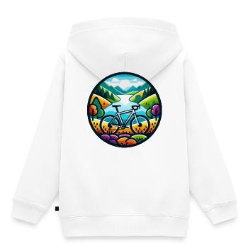 Aventure colorée sur gravier - Sweat Premium à capuche enfant bio - blanc - Dos - AI Model Kid Female (0cm)