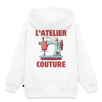 Nähen, Nähwerkstatt, Sticken - Kinder Premium Organic Hoodie - Weiß - Hinten - AI Model Kid Female (0cm)