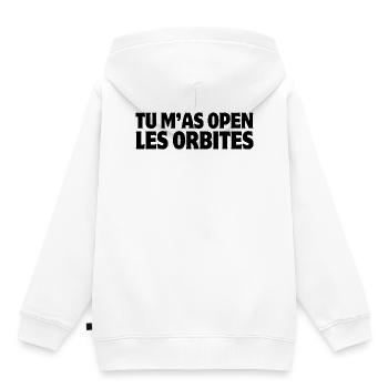 ouvrir les yeux, dire la vérité - Sweat Premium à capuche enfant bio - blanc - Dos - AI Model Kid Female (0cm)