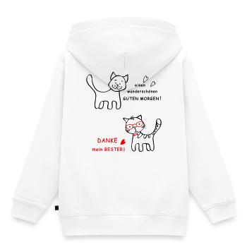 Guten Morgen Hund und Katze - Kinder Premium Organic Hoodie - Weiß - Hinten - AI Model Kid Female (0cm)