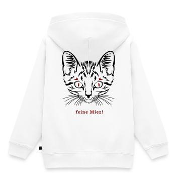 Chat, minou fin - Sweat Premium à capuche enfant bio - blanc - Dos - AI Model Kid Female (0cm)