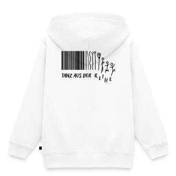 "Tanz aus der Reihe" Strichmännchen Strichcode - Kinder Premium Organic Hoodie - Weiß - Hinten - AI Model Kid Female (0cm)