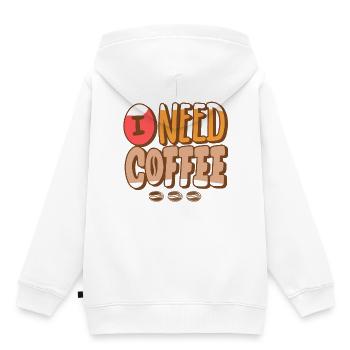café, fan de café, grain de café - Sweat Premium à capuche enfant bio - blanc - Dos - AI Model Kid Female (0cm)